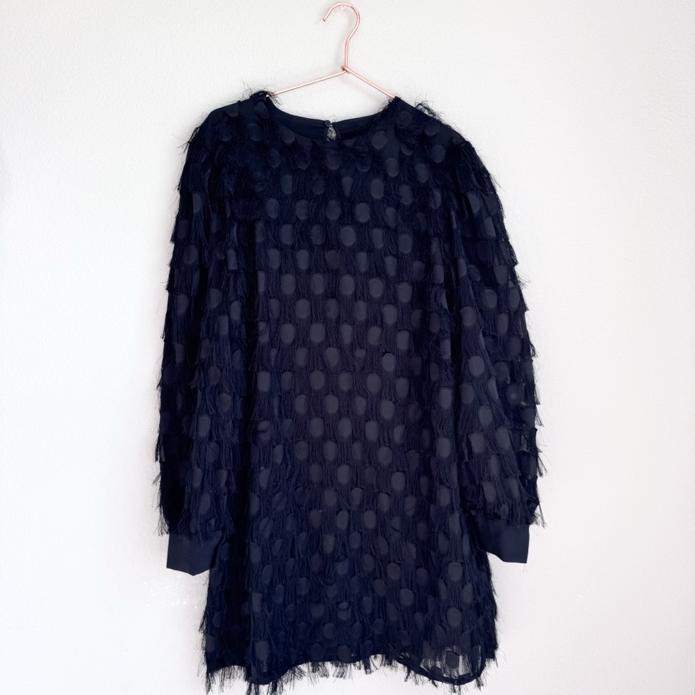 Be Blumarine Black Polka Dot Fringe Cocktail Dress 10